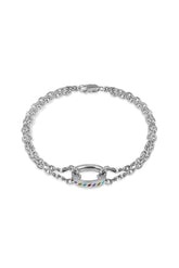 ENAMELED MULTICOLOR ICON LINK BRACELET M / SIL