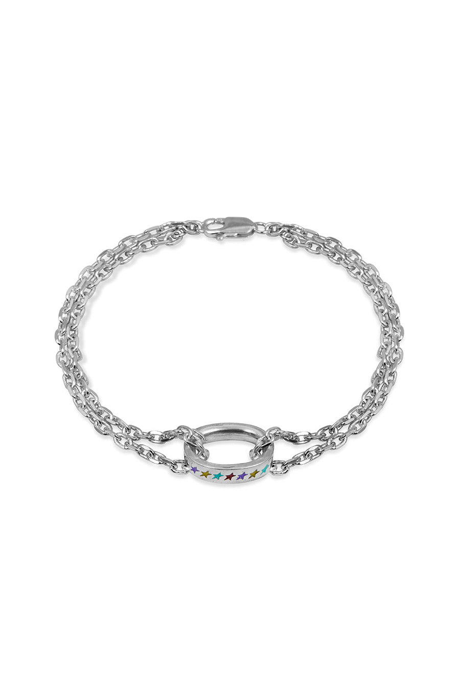 ENAMELED MULTICOLOR ICON LINK BRACELET M / SIL