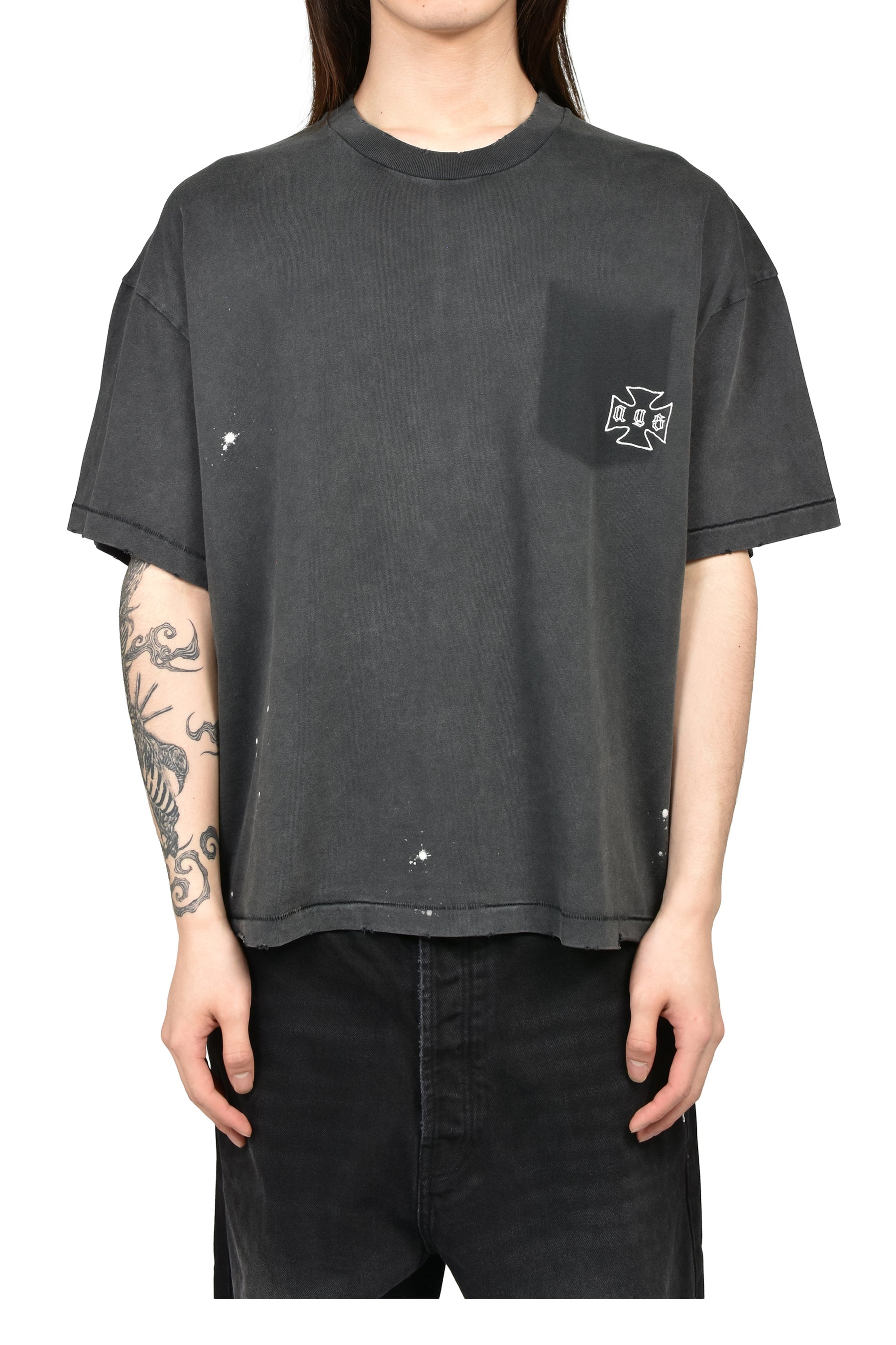 STAINED POCKET T / VINTAGE BLACK