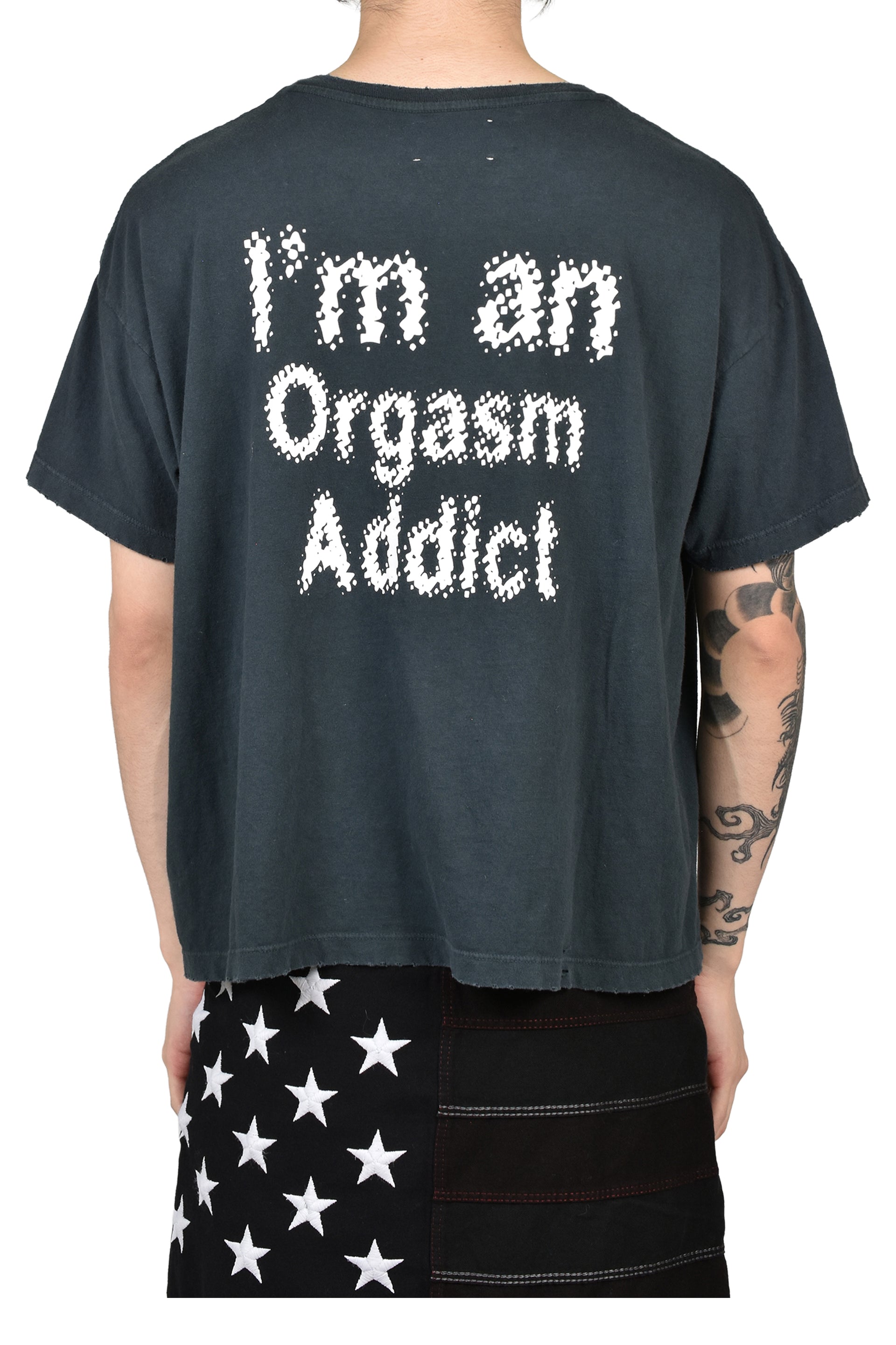 DISTRESSED ADDICT TEE / ASH BLK
