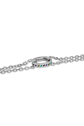 ENAMELED MULTICOLOR ICON LINK BRACELET M / SIL