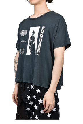 DISTRESSED ADDICT TEE / ASH BLK