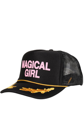 BLACK EMBROIDERED TRUCKER HAT / PNK-MAGICAL GIRL