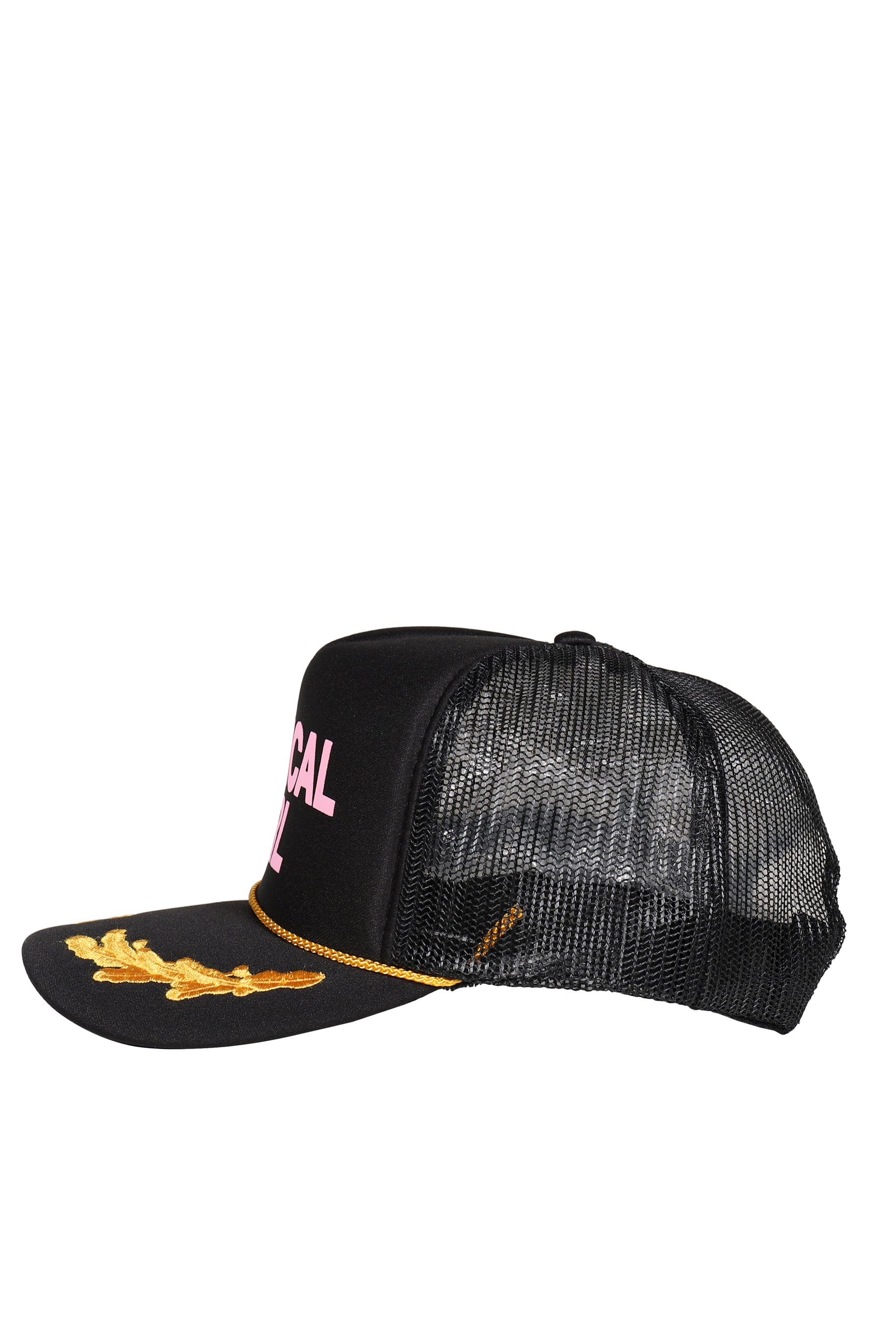 BLACK EMBROIDERED TRUCKER HAT / PNK-MAGICAL GIRL