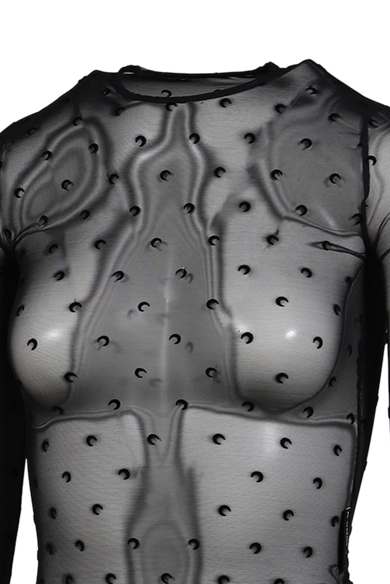 PLUMETIS MOON CREWNECK LS TOP / BLK