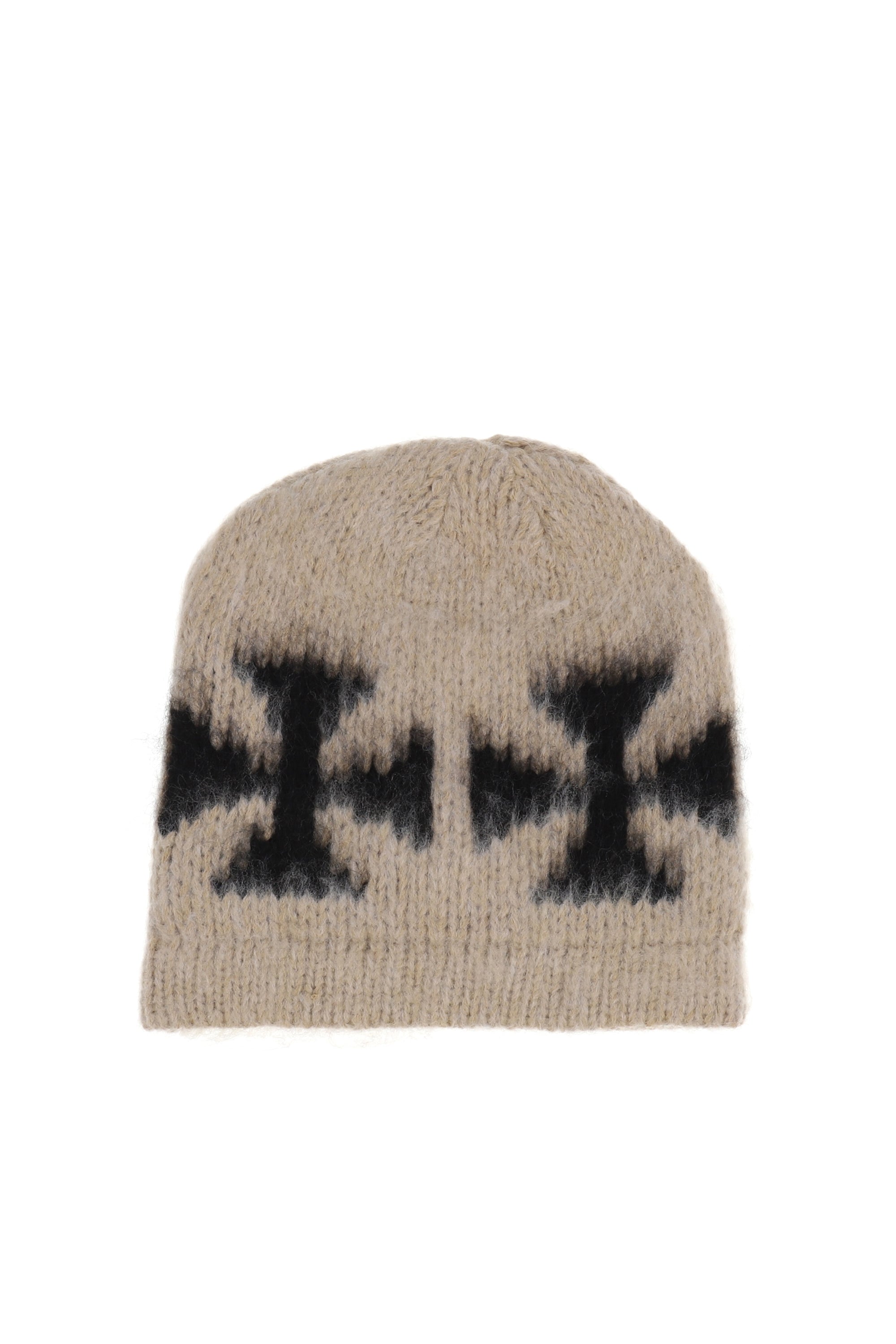 ASKYURSELF FW25 BRUSHED CROSS BEANIE / ECRU/BLK - NUBIAN