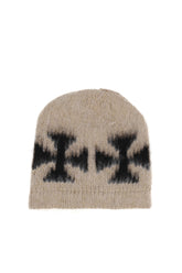 BRUSHED CROSS BEANIE / ECRU/BLK
