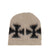 BRUSHED CROSS BEANIE / ECRU/BLK