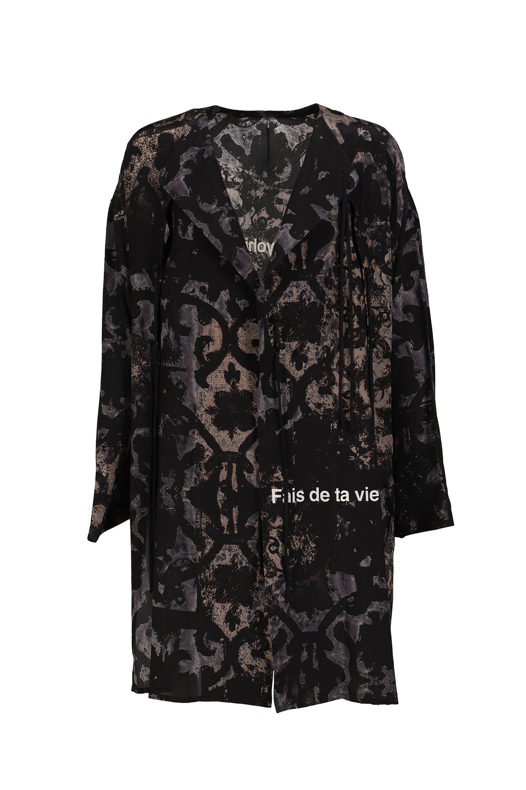 BAROQUE NO COLLAR FRINGE JACKET / BLK