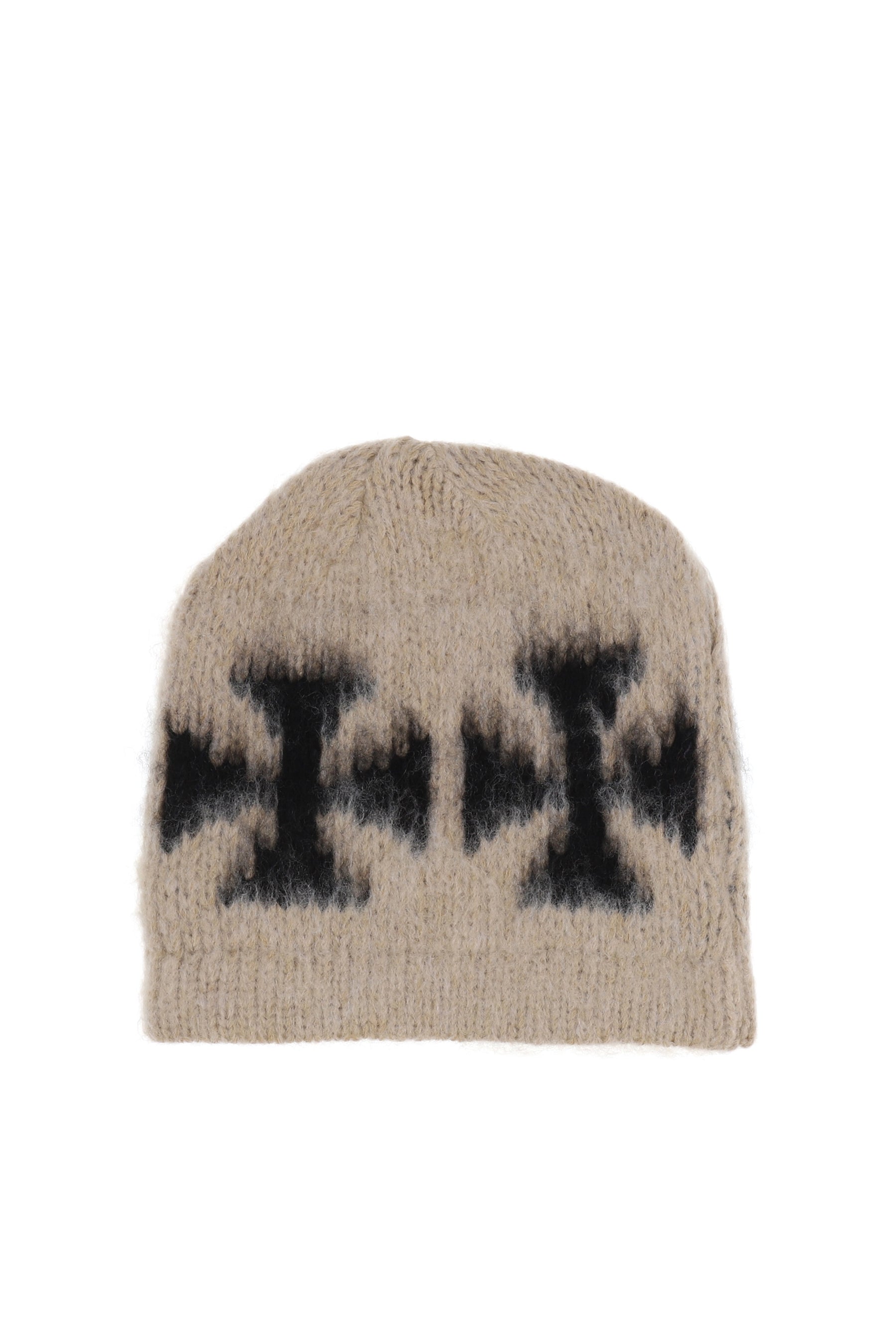 BRUSHED CROSS BEANIE / ECRU/BLK