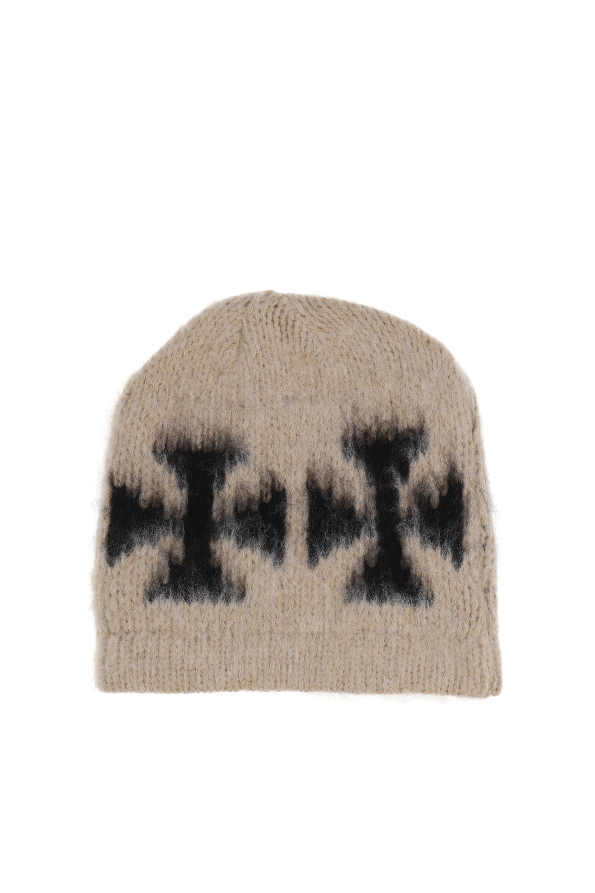 BRUSHED CROSS BEANIE / ECRU/BLK
