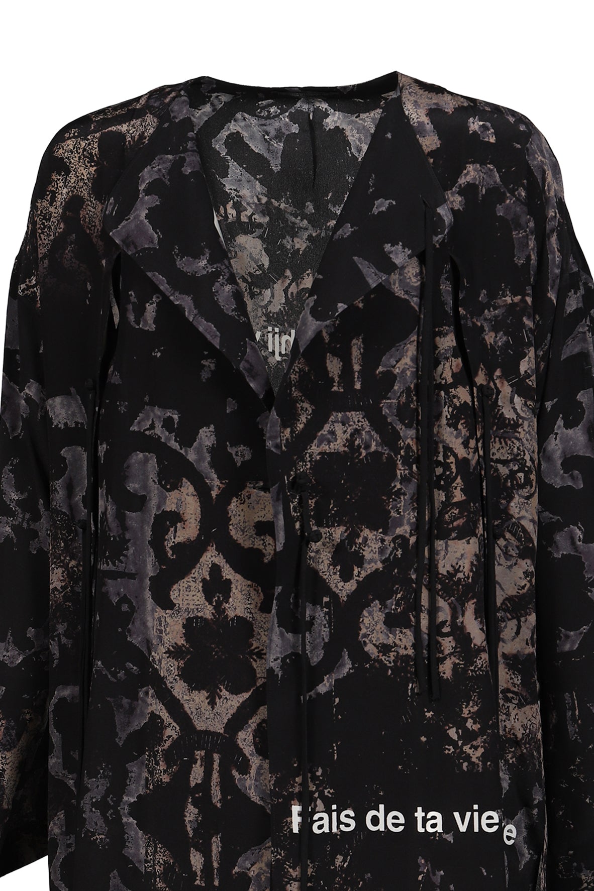 BAROQUE NO COLLAR FRINGE JACKET / BLK