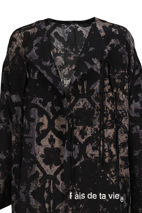 BAROQUE NO COLLAR FRINGE JACKET / BLK