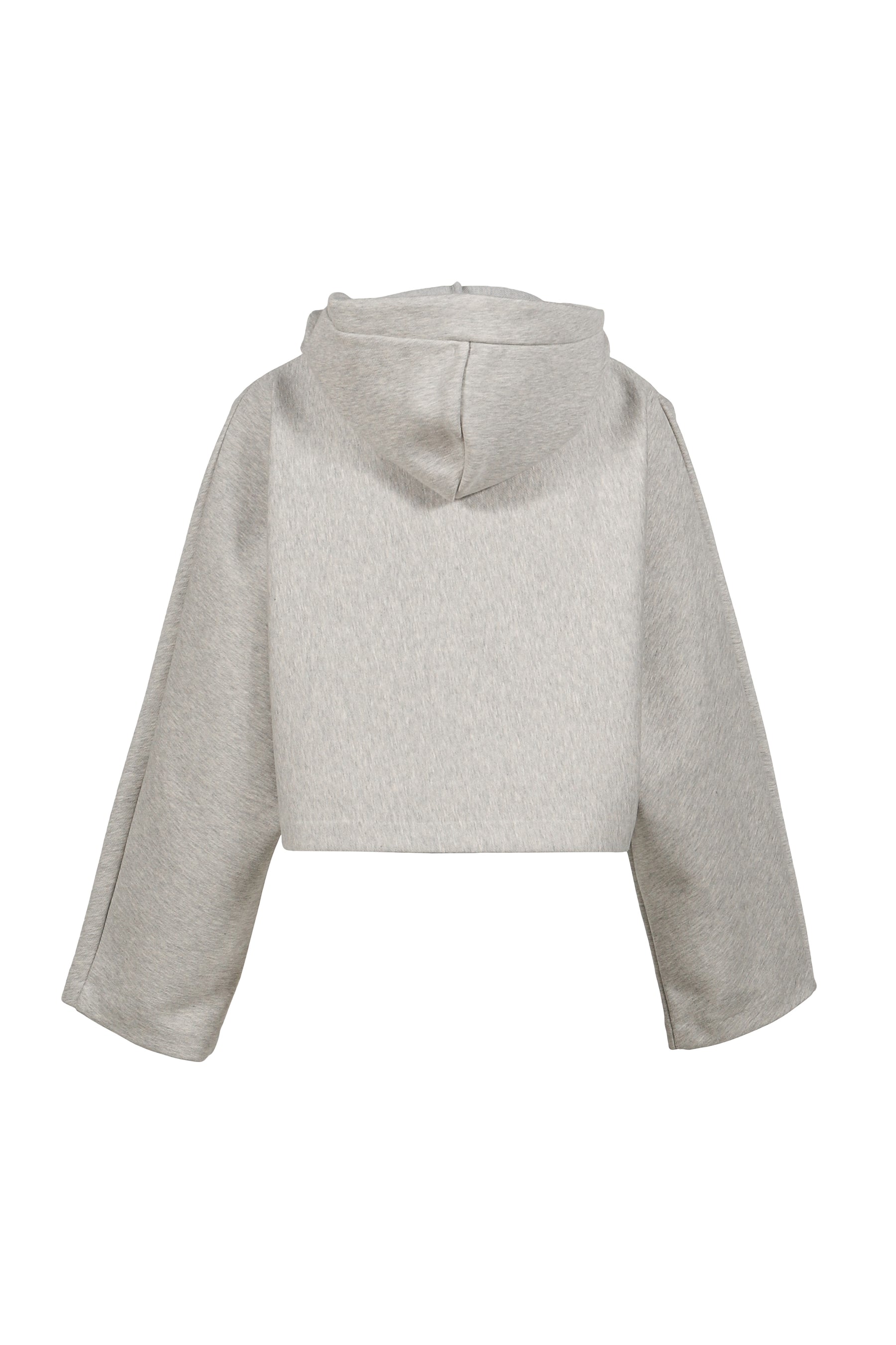 BONDED COTTON CROPPED BAT SLEEVES HOODIE WITH "GAULTIER" EMBOSSING / GRY
