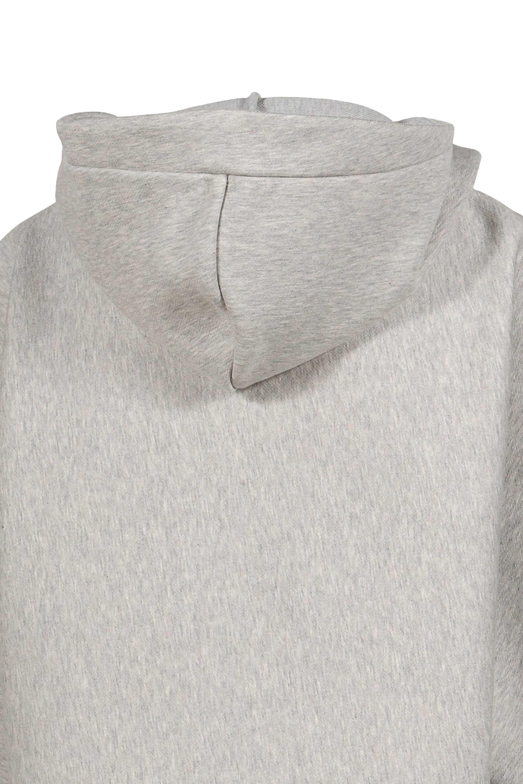 BONDED COTTON CROPPED BAT SLEEVES HOODIE WITH "GAULTIER" EMBOSSING / GRY
