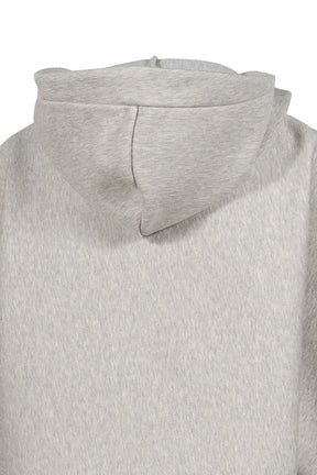 BONDED COTTON CROPPED BAT SLEEVES HOODIE WITH "GAULTIER" EMBOSSING / GRY