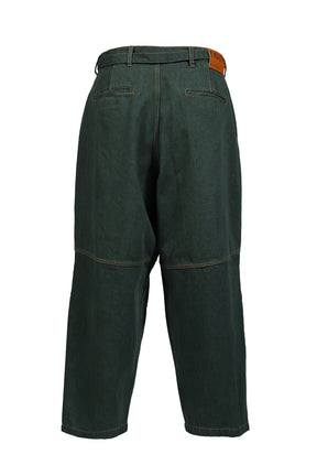 DENIM BALLOON PANTS / DARK GRN