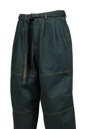 DENIM BALLOON PANTS / DARK GRN