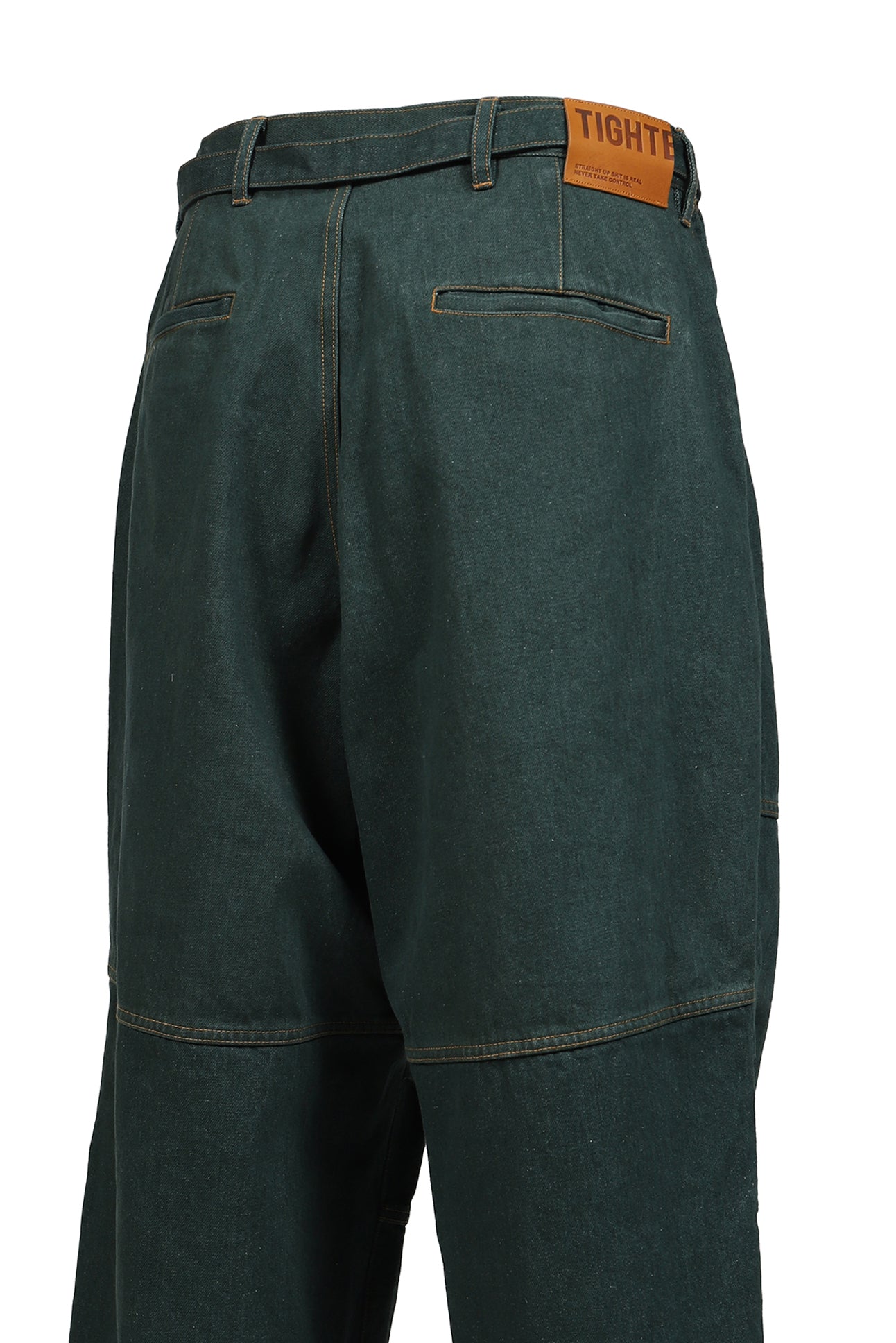 DENIM BALLOON PANTS / DARK GRN