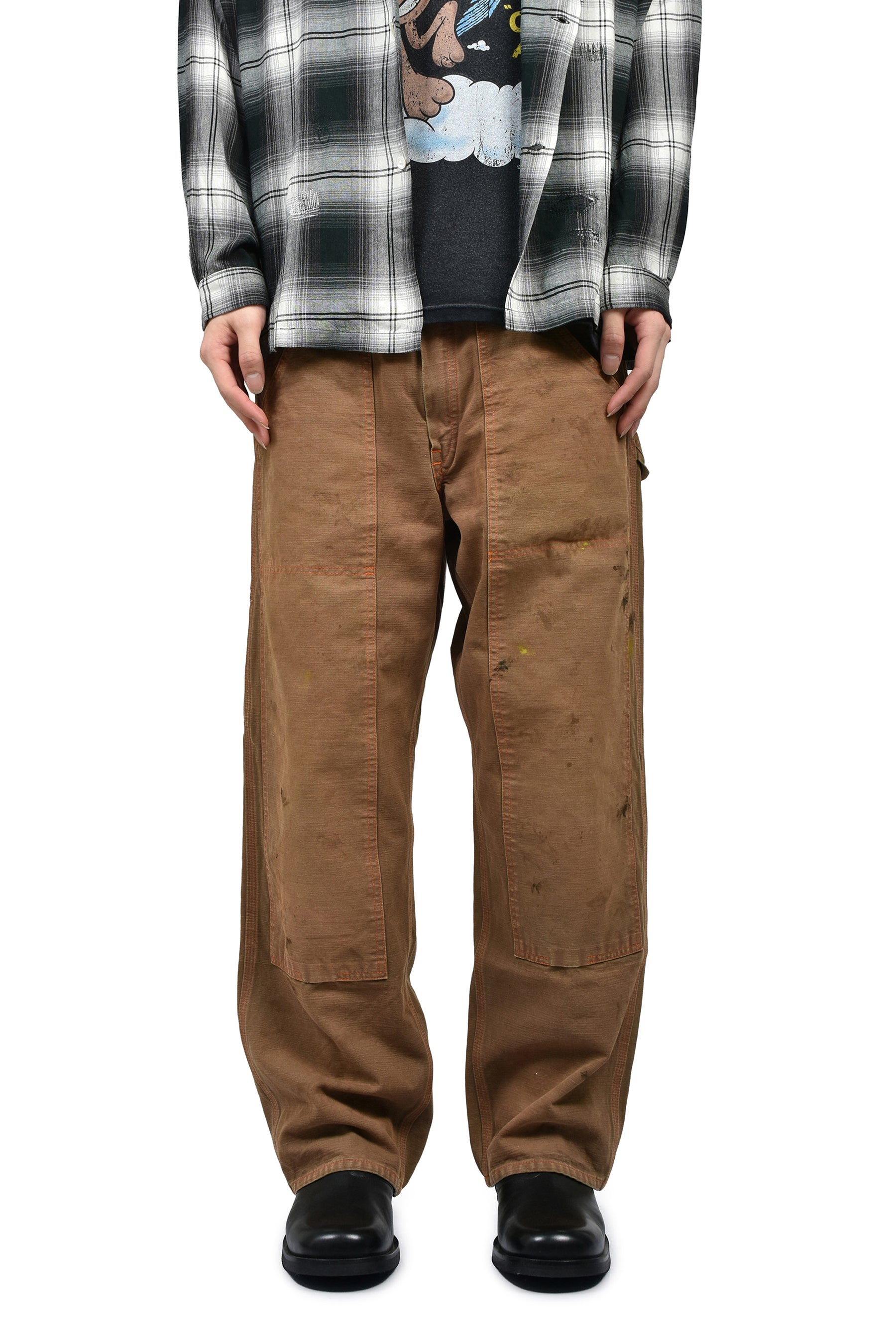 BROWN DUCK DOUBLE KNEE PANTS AGED / BRW