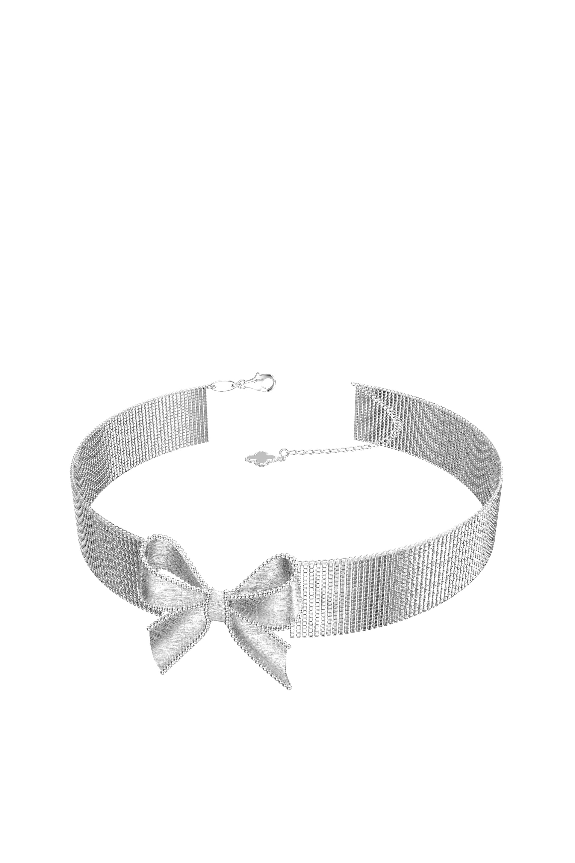 BOWKNOT CHAIN TASSEL CHOCKER / SIL