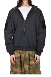 WAFFLE LINED HOODIE / BLK