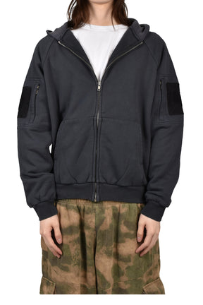 WAFFLE LINED HOODIE / BLK