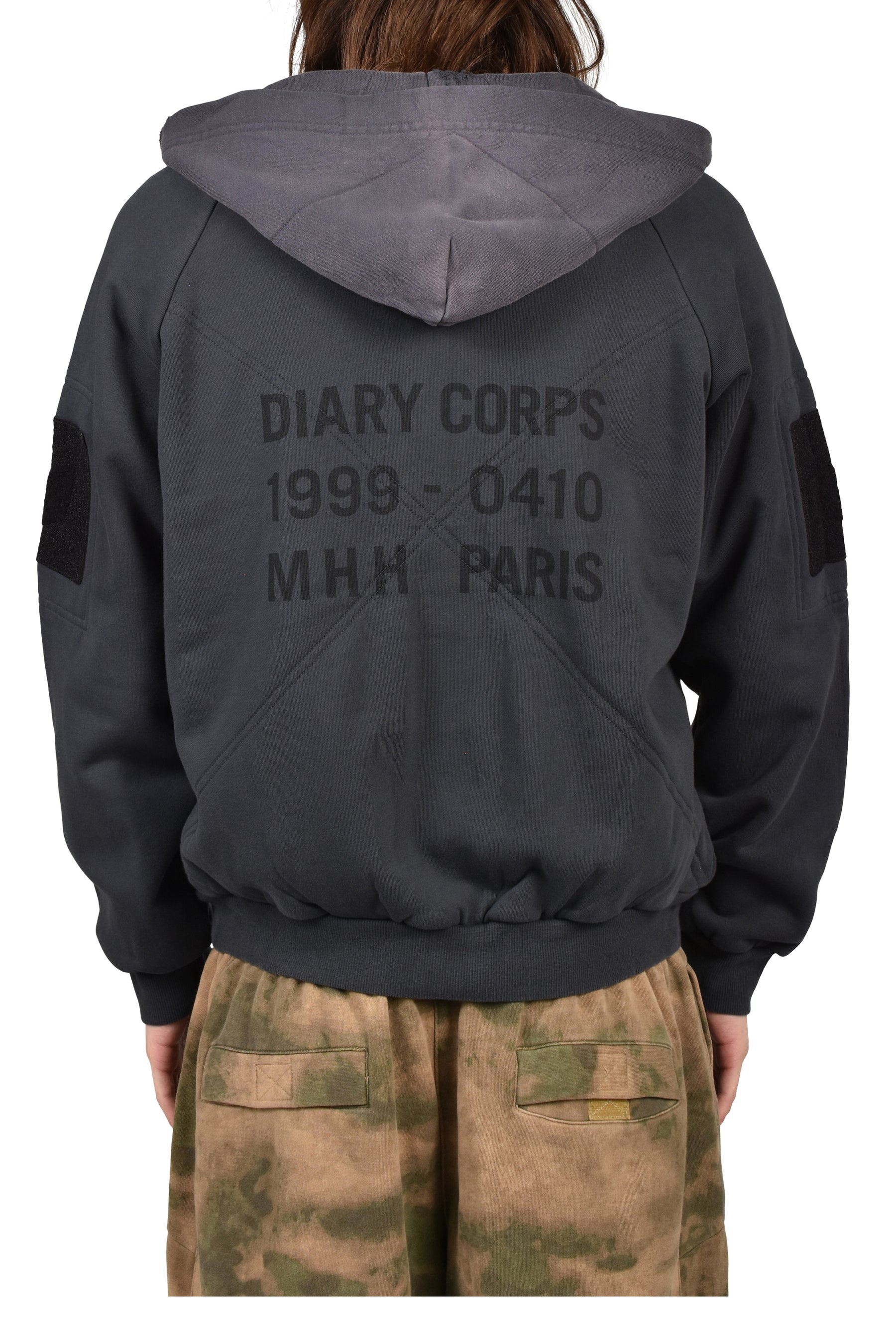 WAFFLE LINED HOODIE / BLK