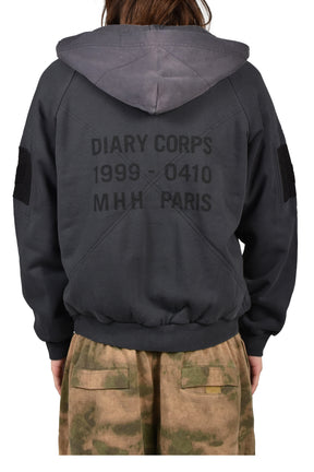 WAFFLE LINED HOODIE / BLK