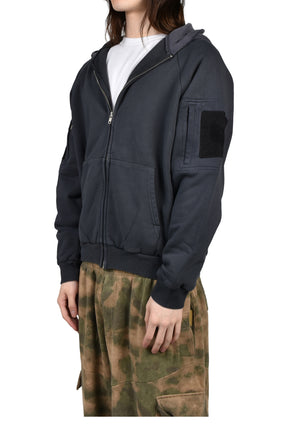 WAFFLE LINED HOODIE / BLK