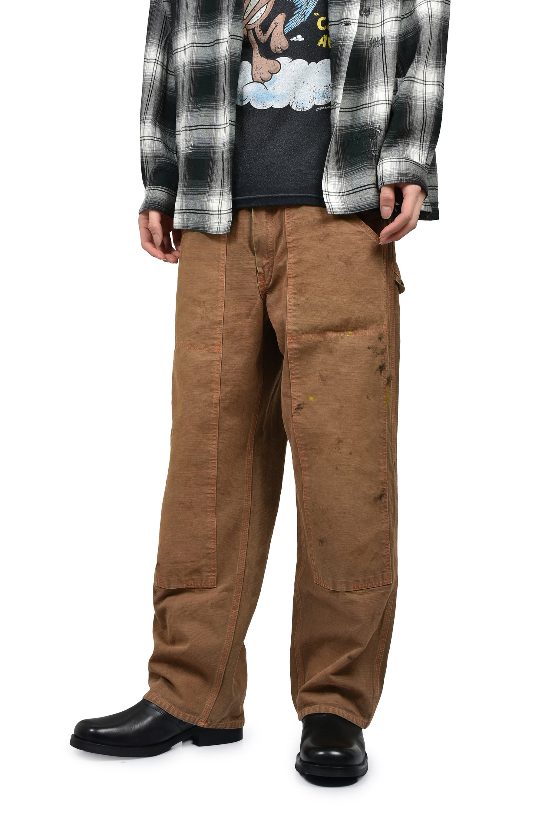 BROWN DUCK DOUBLE KNEE PANTS AGED / BRW