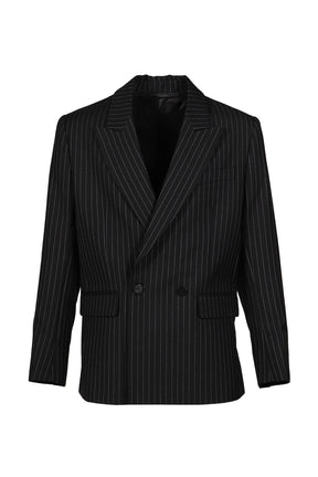 DOUBLE BREASTED BLAZER / BLK & WHT PIN STRIPE