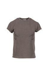 Jean Paul Gaultier STRETCH COTTON BABY TEE EMBROIDERED "NEEDLES JEAN PAUL GAULTIER" / DARKGRY