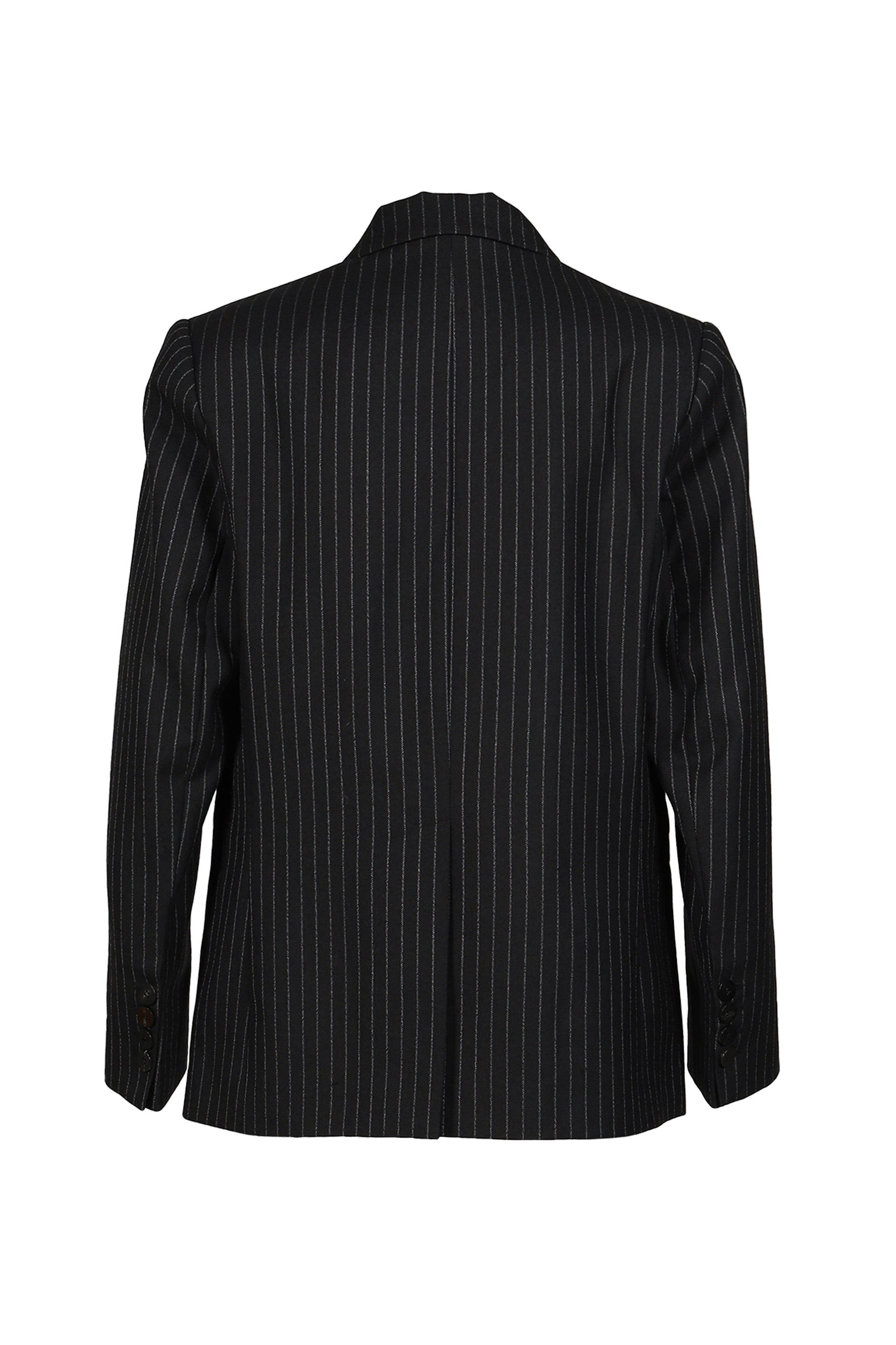 DOUBLE BREASTED BLAZER / BLK & WHT PIN STRIPE