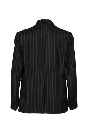 DOUBLE BREASTED BLAZER / BLK & WHT PIN STRIPE