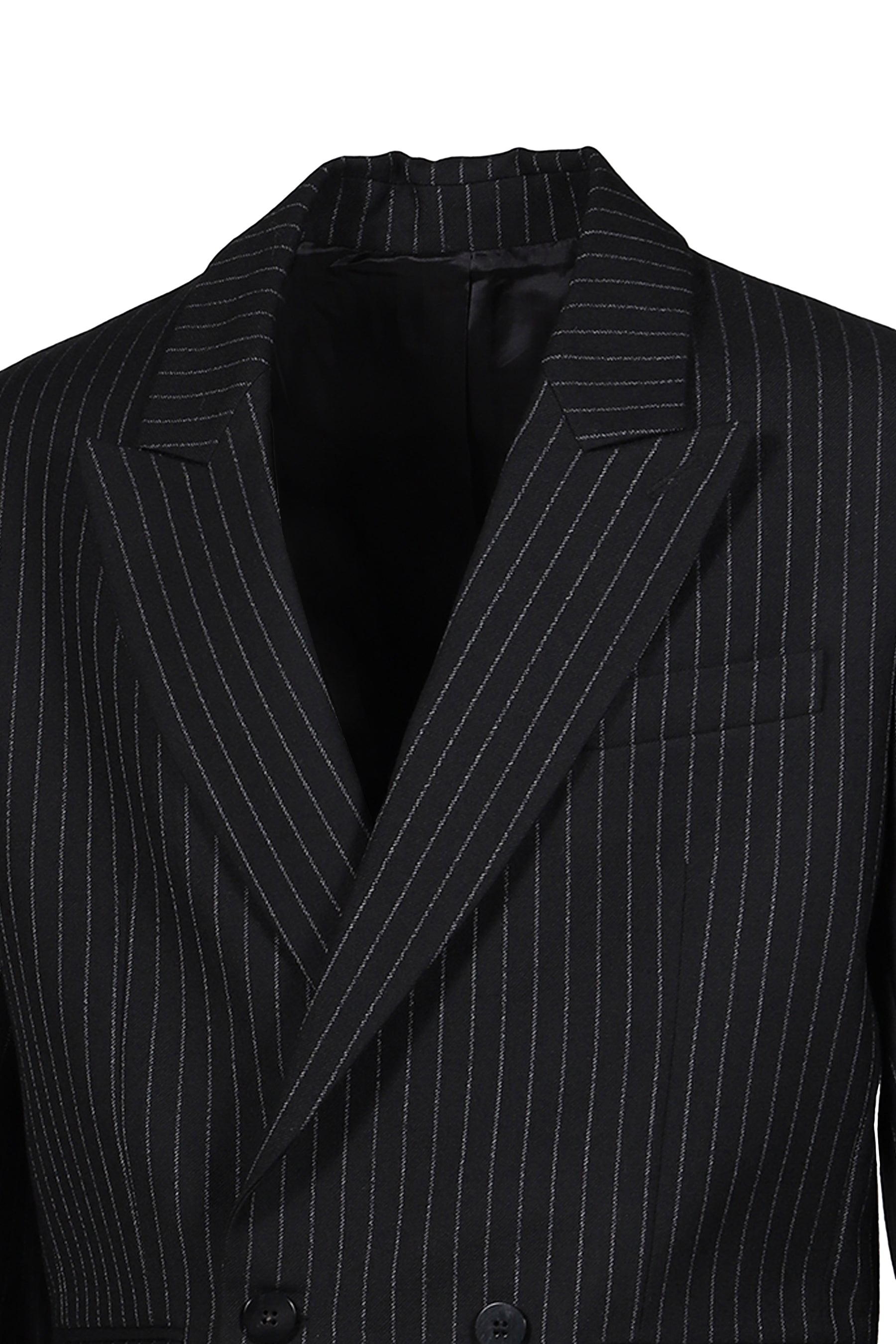 DOUBLE BREASTED BLAZER / BLK & WHT PIN STRIPE