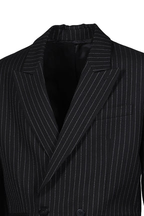 DOUBLE BREASTED BLAZER / BLK & WHT PIN STRIPE