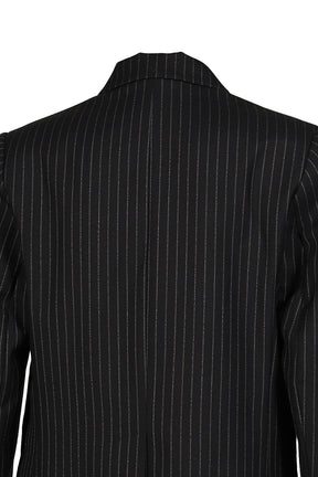 DOUBLE BREASTED BLAZER / BLK & WHT PIN STRIPE