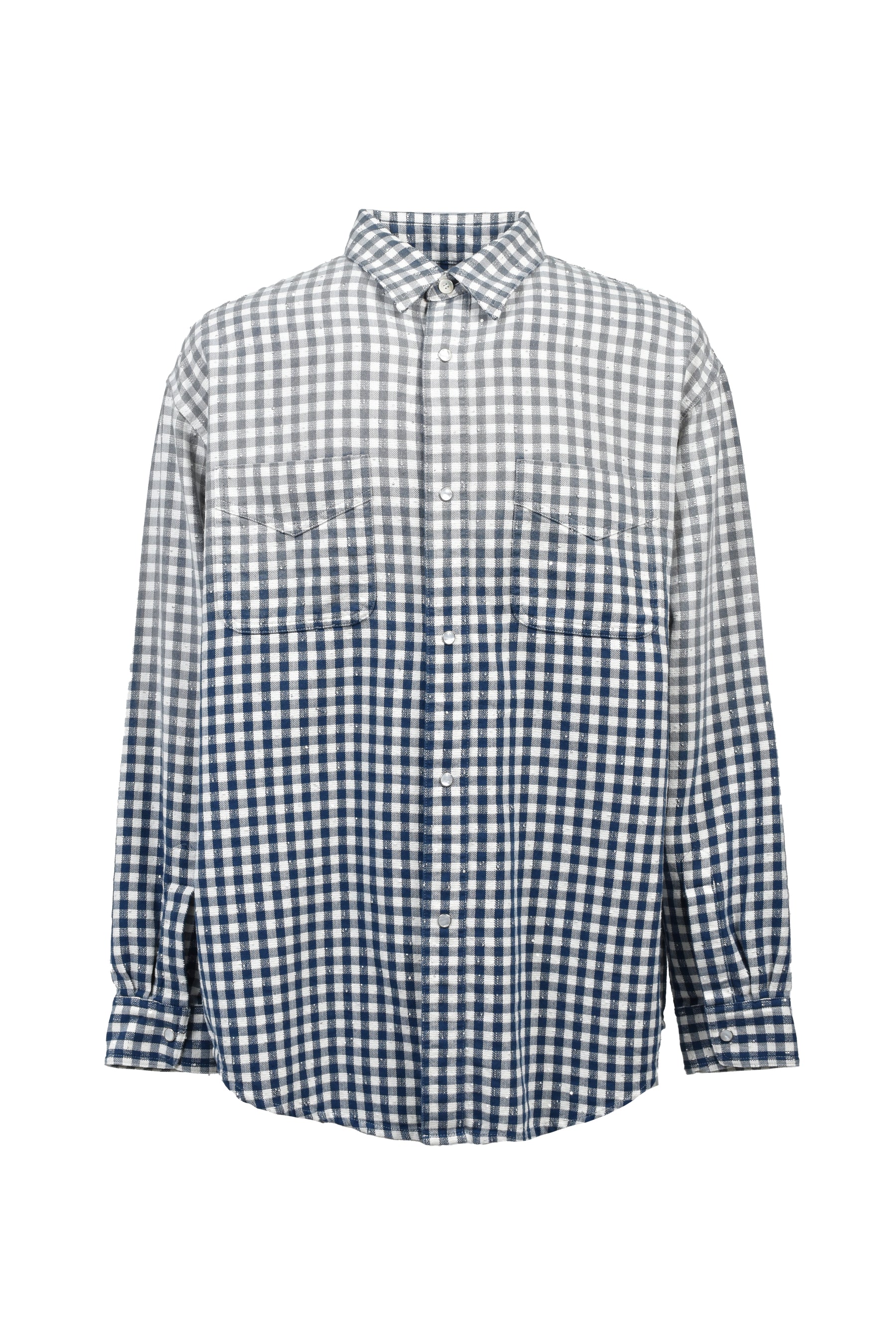 FADED SPARKLING PLAID SHIRT / BLU