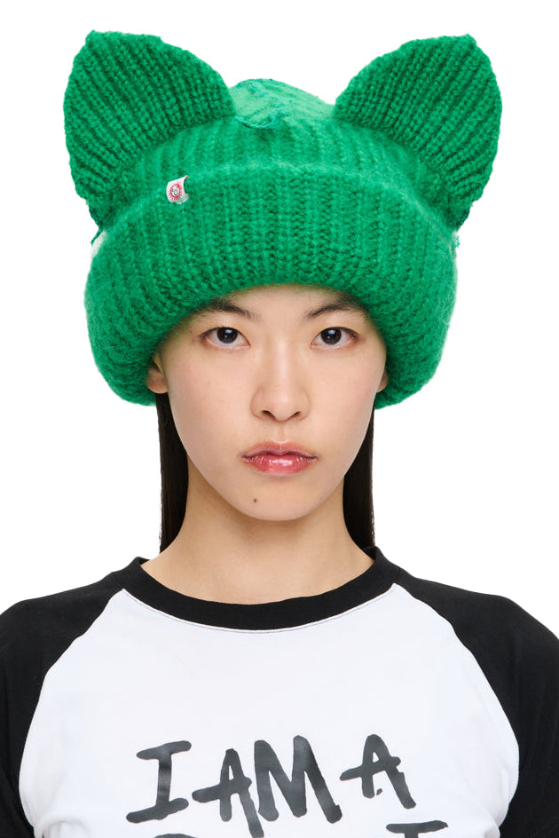 MOHAIR CHUNKY EARS BEANIE / GRN 