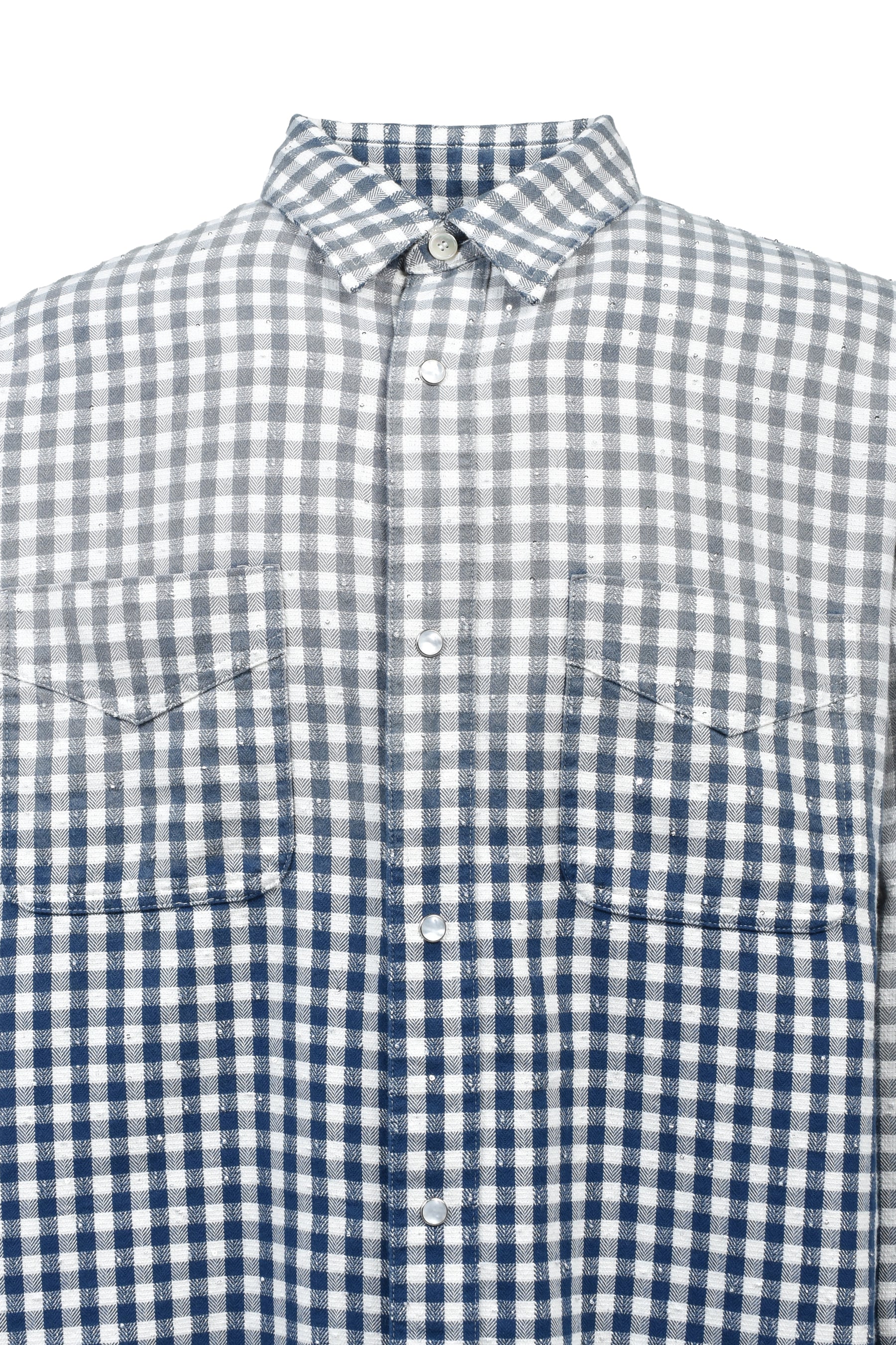 FADED SPARKLING PLAID SHIRT / BLU