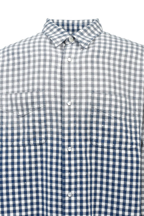 FADED SPARKLING PLAID SHIRT / BLU