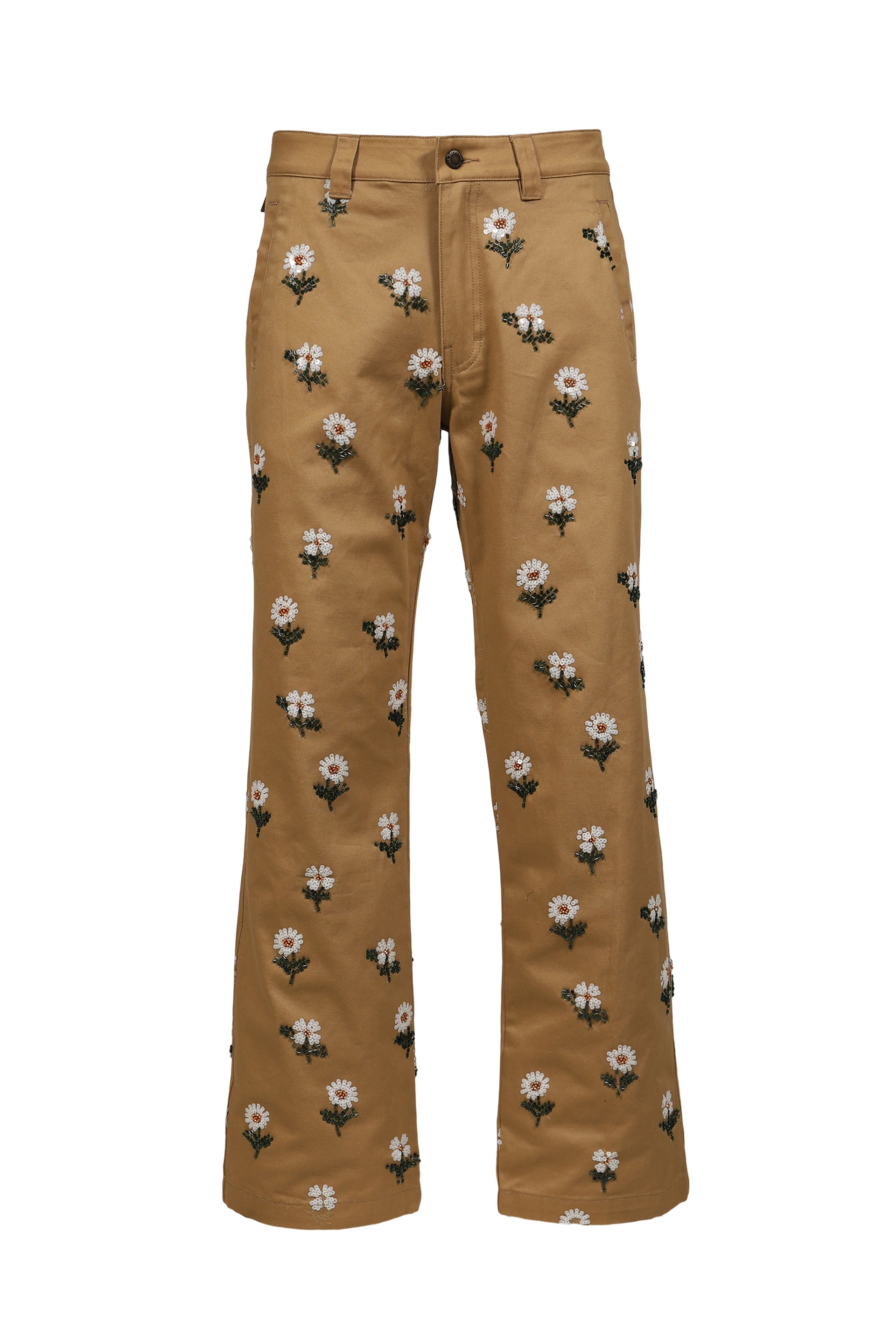 FLOWERS BEADED PANT / TAUPE