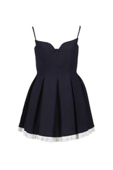 PLEATED CAMISOLE DRESS / NVY