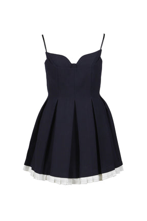 PLEATED CAMISOLE DRESS / NVY