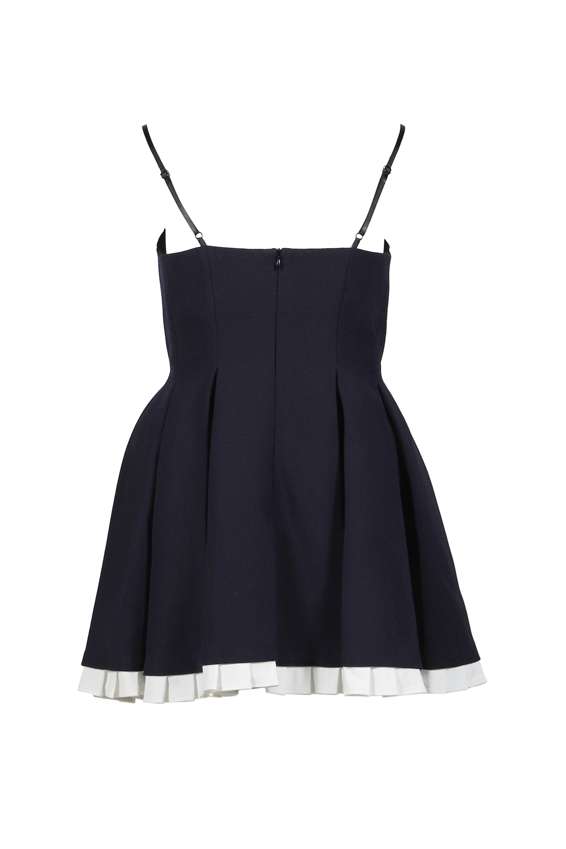 PLEATED CAMISOLE DRESS / NVY