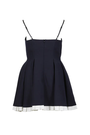 PLEATED CAMISOLE DRESS / NVY