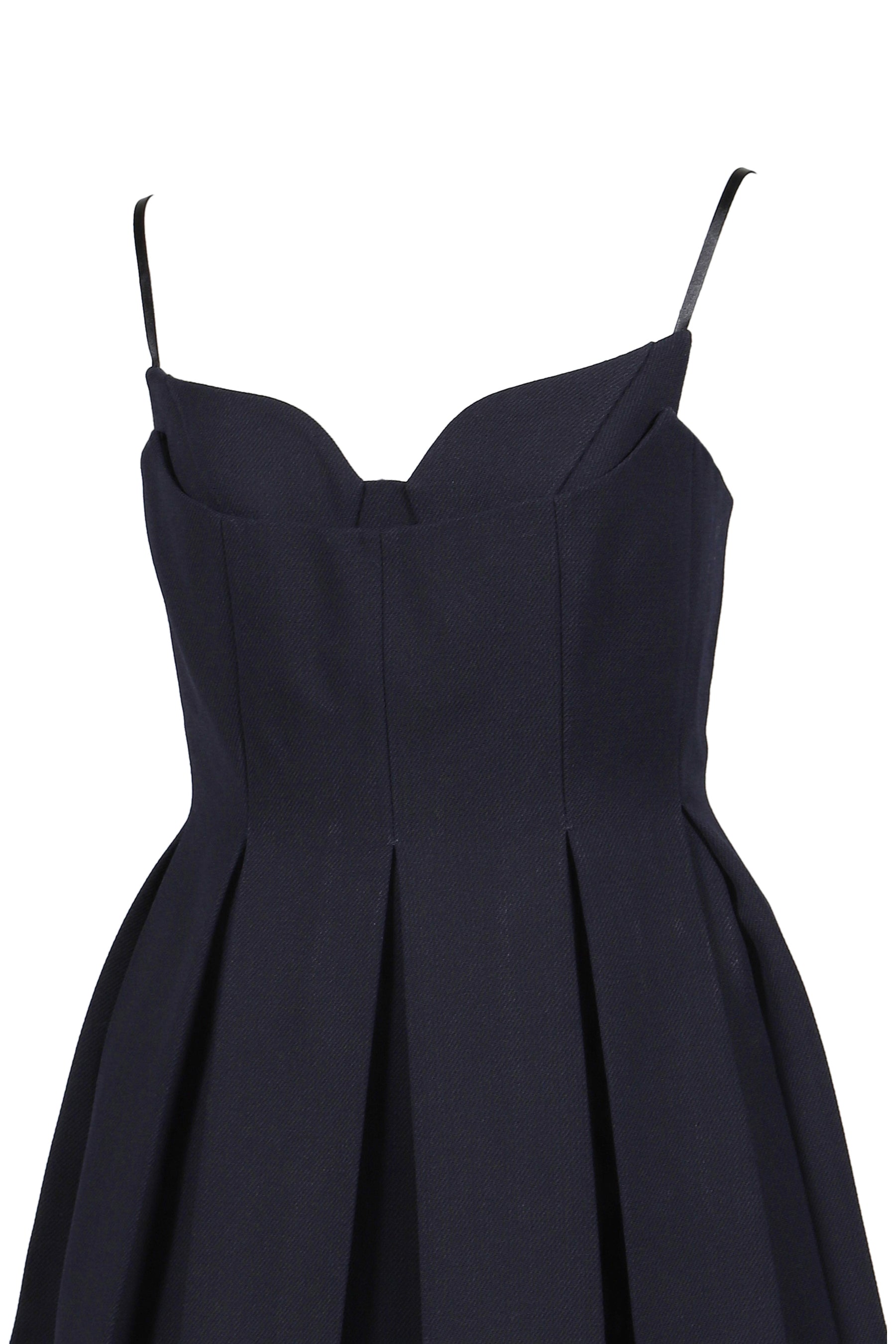PLEATED CAMISOLE DRESS / NVY