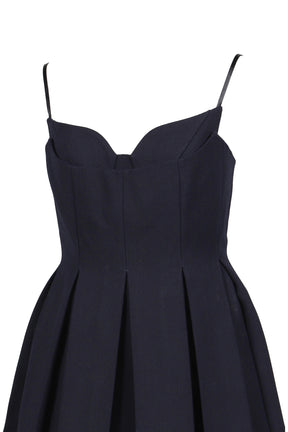 PLEATED CAMISOLE DRESS / NVY