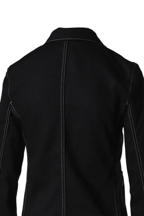 ICONIC ZIPPED DENIM BIKER JACKET / BLK/WHT